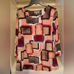 JM Collection XXL beautiful flowy top in peaches and browns